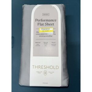 Queen 400 Thread Count Performance Flat Sheet Classic Gray - Threshold: Cotton